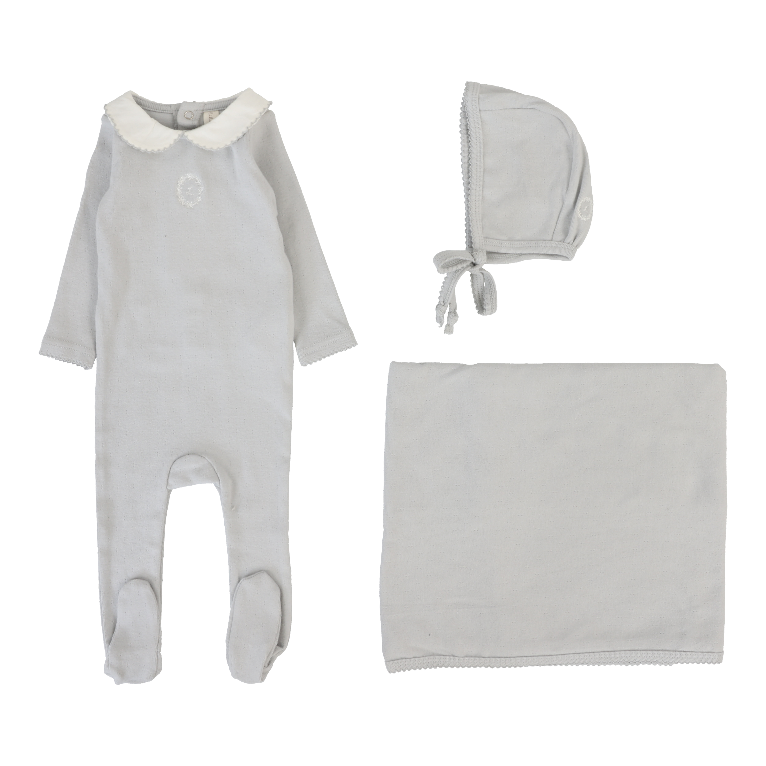 Emblem Embroidered Layette Set - Pale Blue