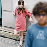 Sherpa Tulip Dress-Mineral Red