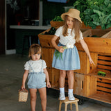 Denim Suspender Shorts - Black Denim