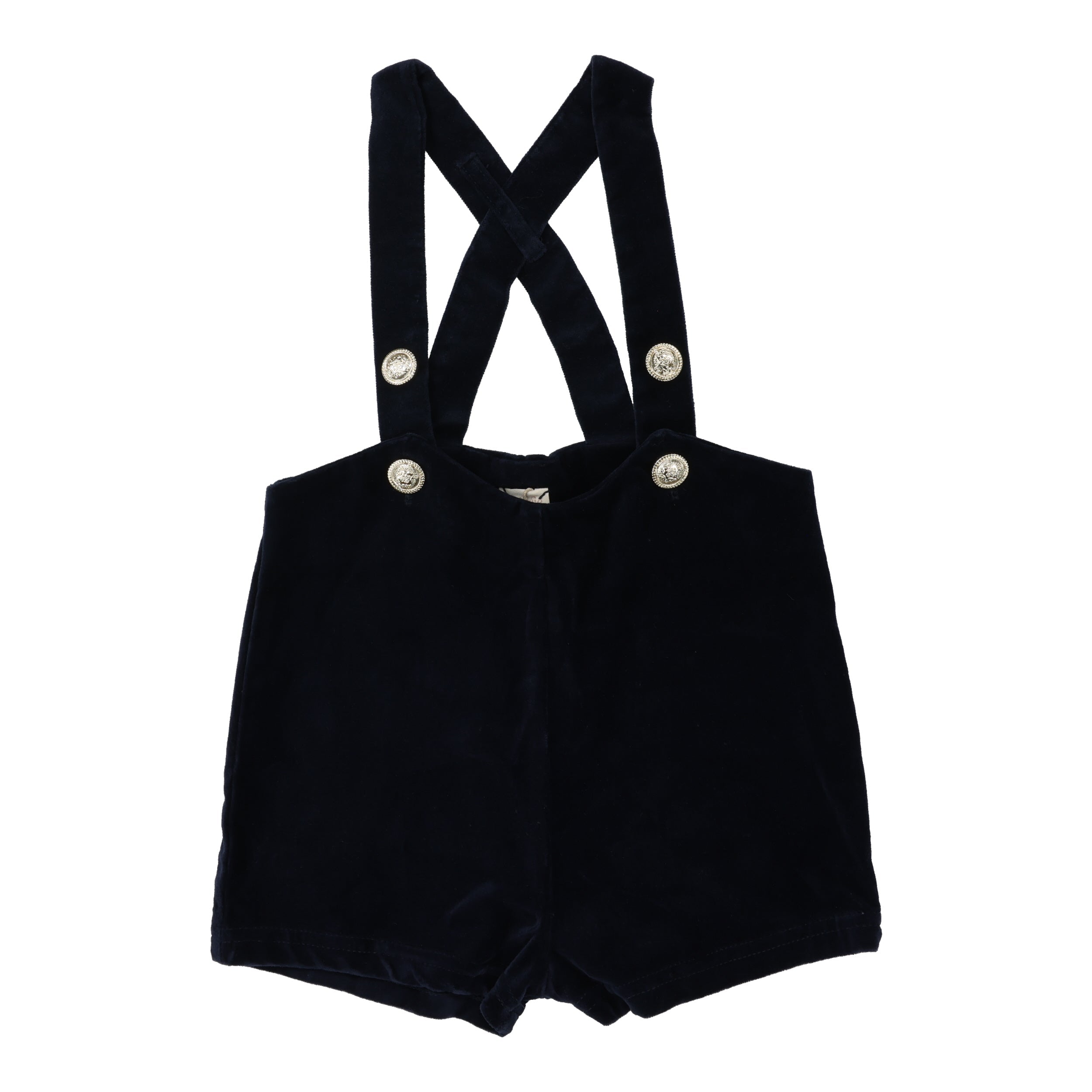 Velvet Suspender Shorts - Navy