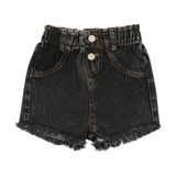 Paperbag Shorts - Black Denim