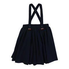 Ribbed Suspender Skirt-Navy