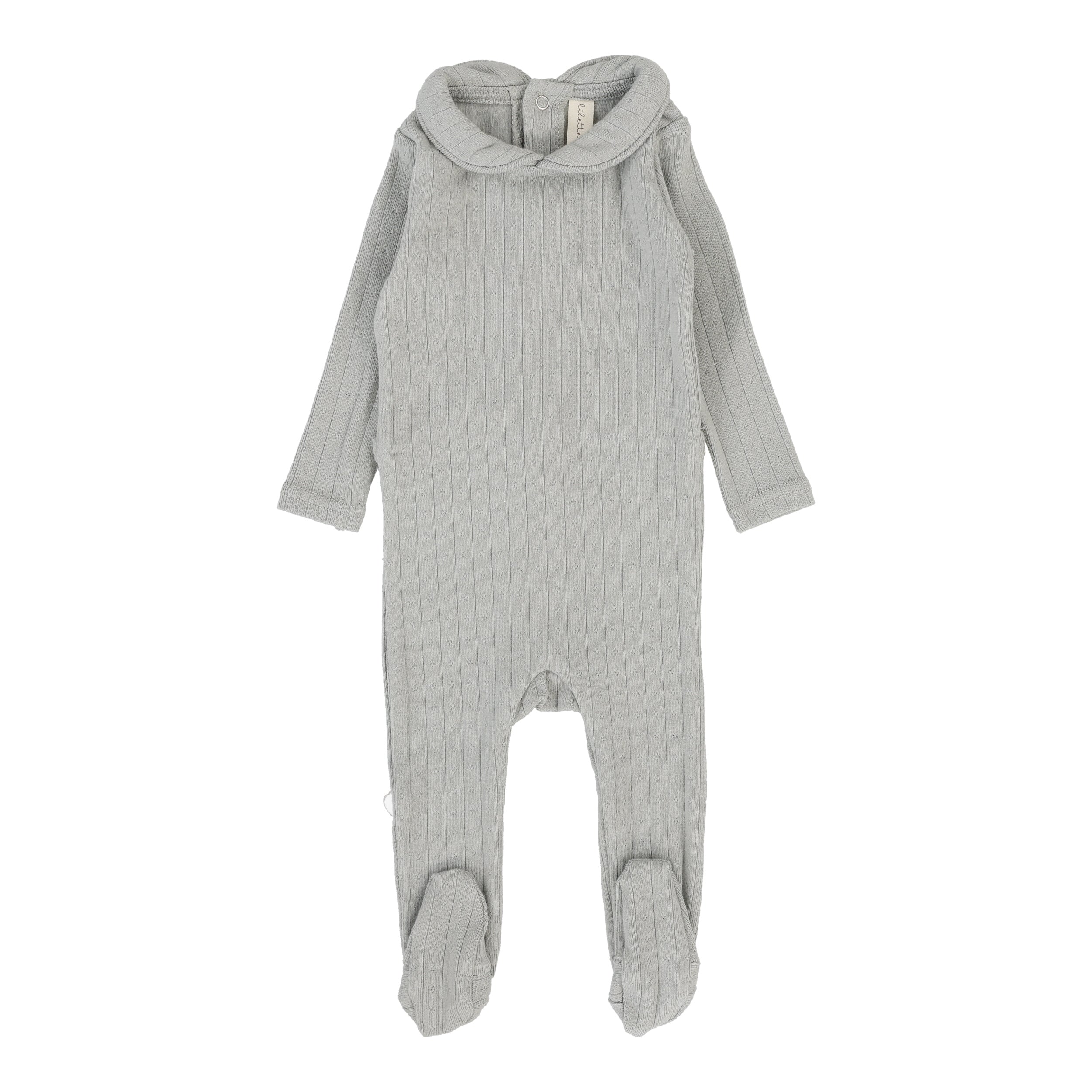 Fine Pointelle Collar Footie - Light Blue Peter Pan