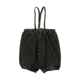 Denim Suspender Shorts - Black Denim