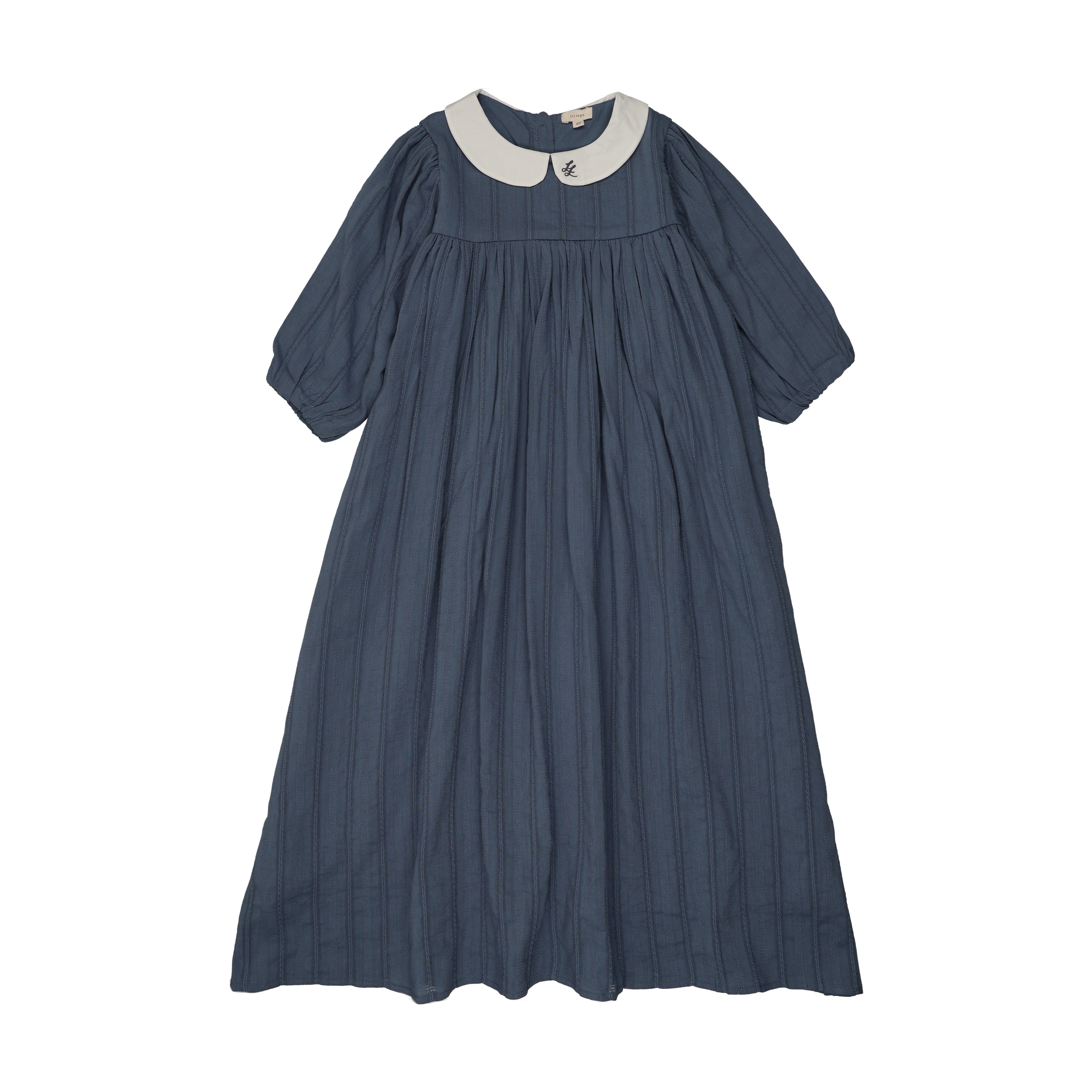 Lil Legs Embroidered Collar Maxi - Off Blue (3/4 Sleeve) 12Y