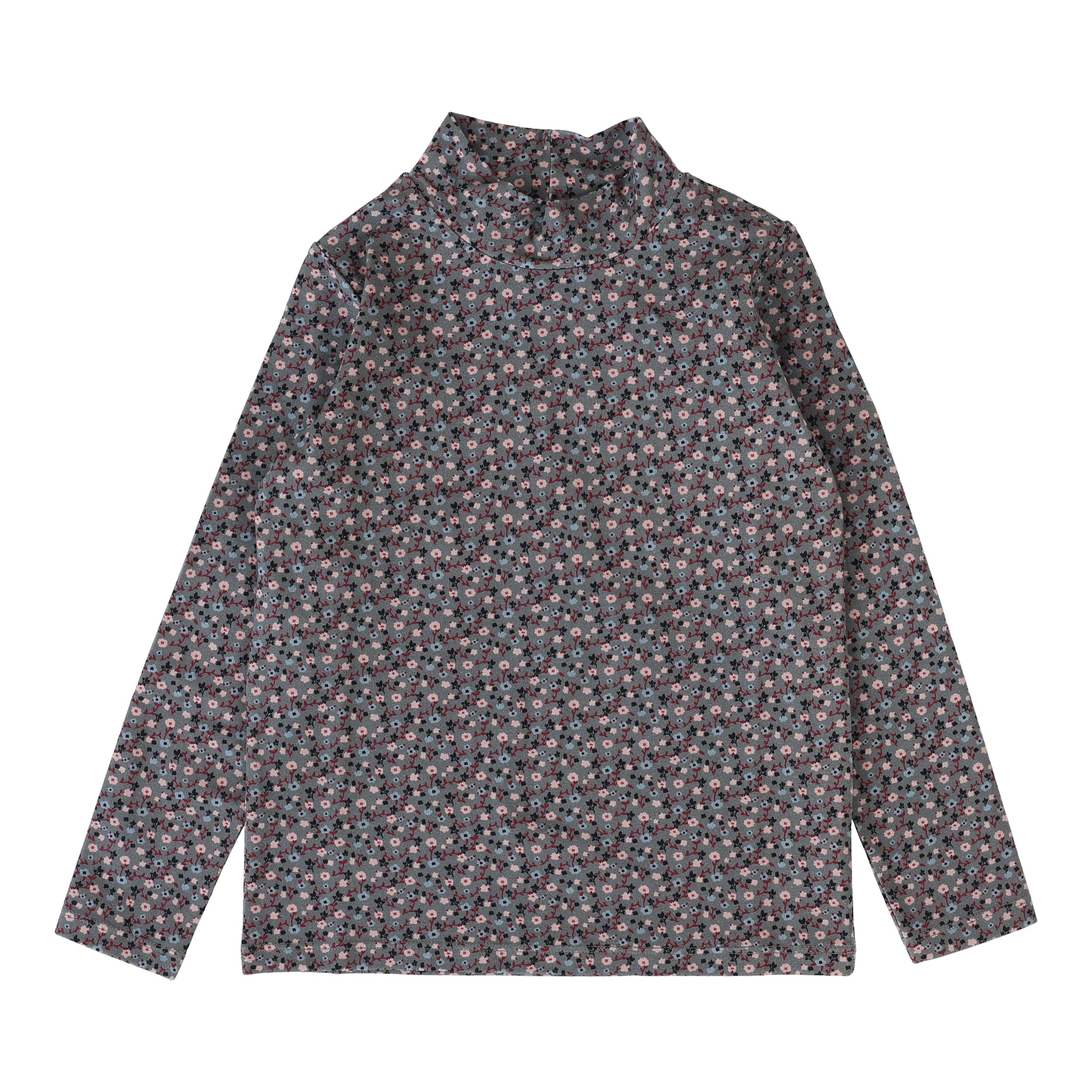 Floral Mockneck-Grey Floral