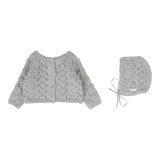 Popcorn Weave Cardigan Set - Light Blue