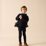 Sweet Campaign Denim Removable Collar Sweatshirt-Navy