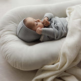 Embroidered knit collar footie set-light blue