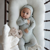 Gingham bebe footie set-pale blue