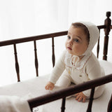 Le bebe pointelle footie set-cream/pink