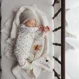 Garden cluster print footie set-cream/blue