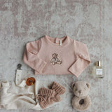 Sweet bear footie-dusty pink