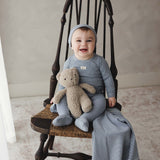 Striped bebe footie set-off navy