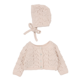Popcorn Weave Cardigan Set - Petal