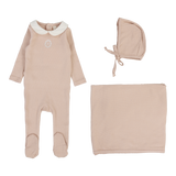 Emblem Embroidered Layette Set - Dusty Pink
