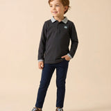 Contrast Collar Polo-Black