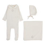 Emblem Embroidered Layette Set - Cream/Pink