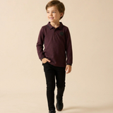 Double Stripe Polo-Deep Burgundy