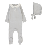 Emblem Embroidered Footie Set  - Pale Blue