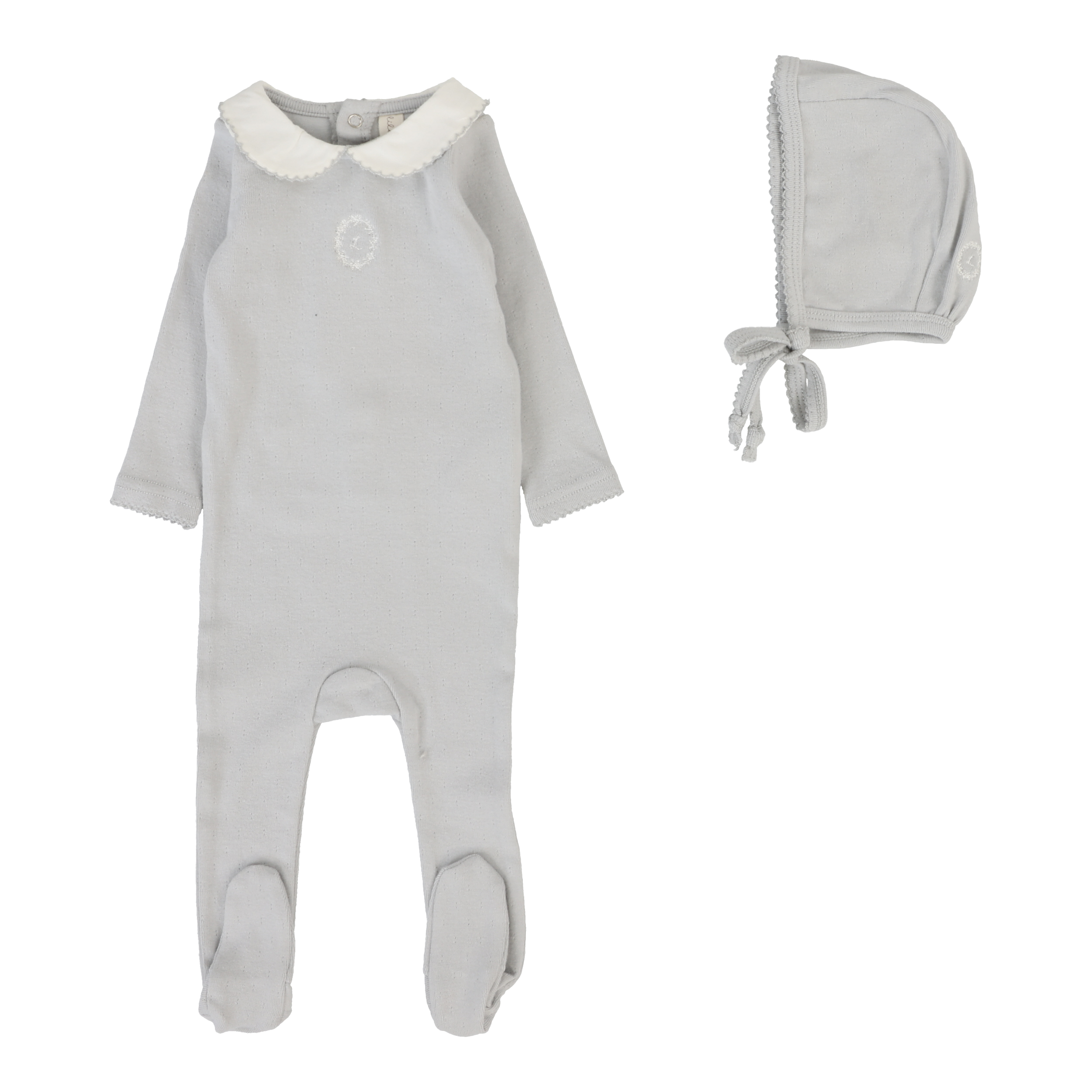 Emblem Embroidered Footie Set  - Pale Blue
