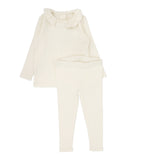 Fine Pointelle Collar Set - Cream Ruffle