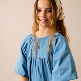 Denim Capsule Dress 3/4 Sleeves-Blue Tencel