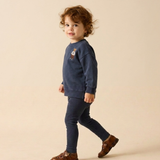 Embroidered Bear Sweatshirt Set Boy-Vintage Indigo
