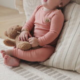Bear Applique Lounge Set  - Deep Pink