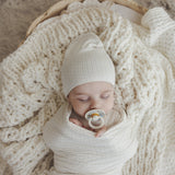 Dotted Swaddle Set - Cream/Blue