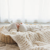 Dotted Swaddle Set - Cream/Blue