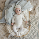 Dotted Footie Set - Cream/Blue