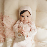 Pointelle Graphic Footie Set - Soft Pink- Bow