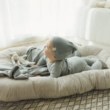 Pointelle Emblem Footie - Light Blue
