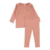 Bear Applique Lounge Set  - Deep Pink