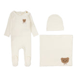 Bear Applique Layette  Set - Cream