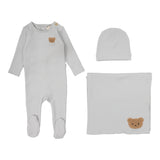 Bear Applique Layette  Set - Pale Blue