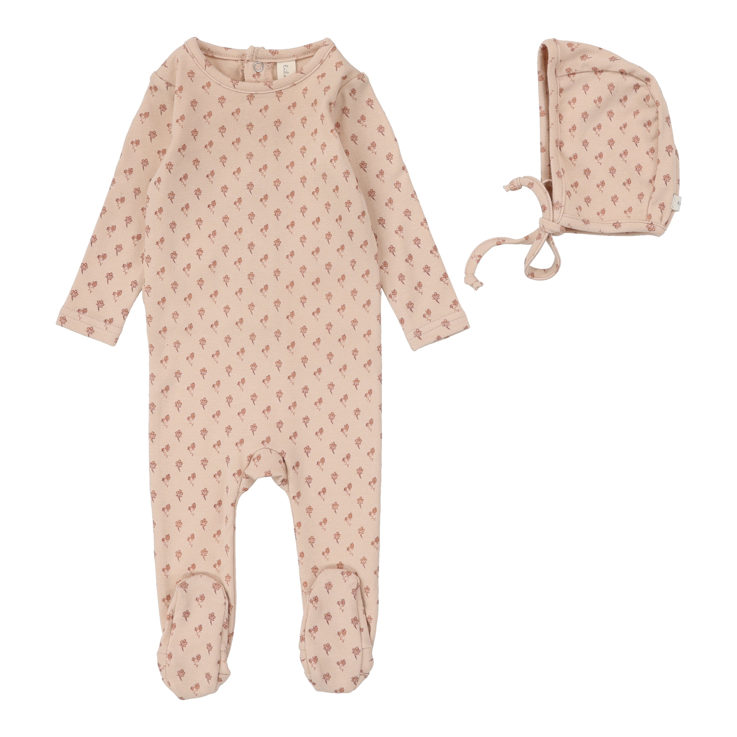 Ballard Print Footie Set - Dusty Pink