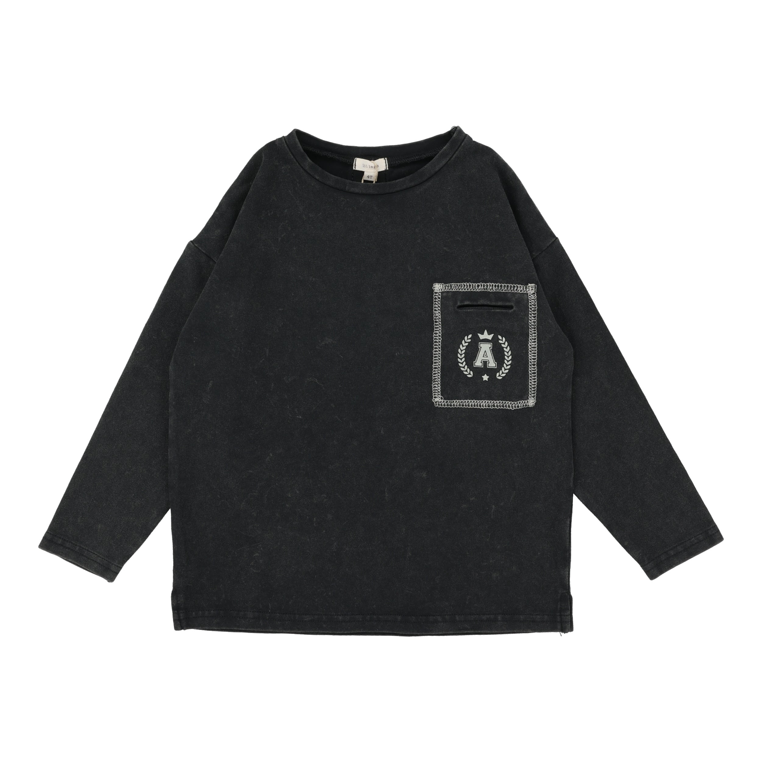 Boys Pocket Tee-Black Wash
