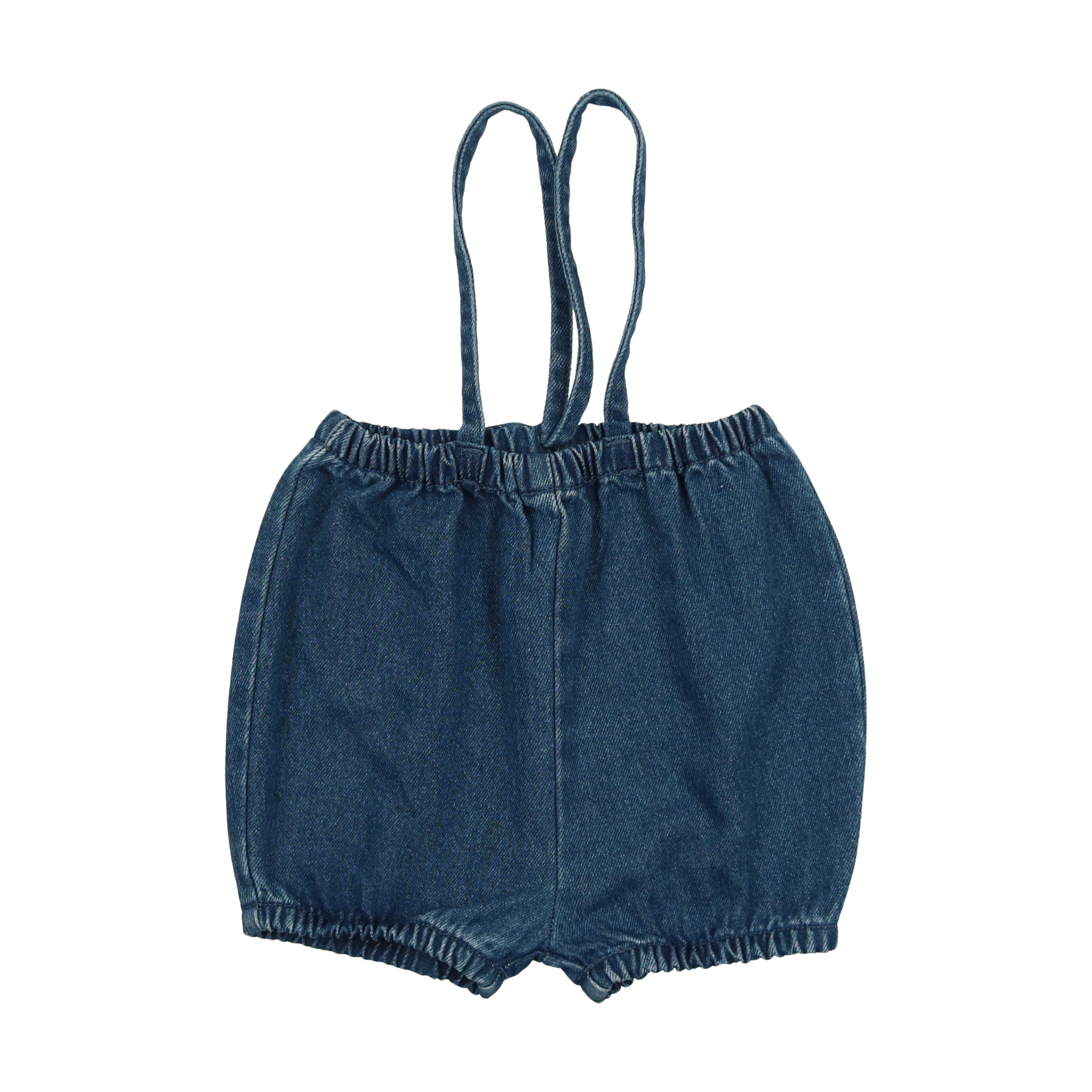 Bubble Suspender Shorts - Blue Denim