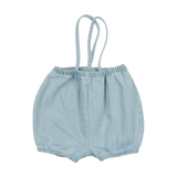 Bubble Suspender Shorts - Light Wash