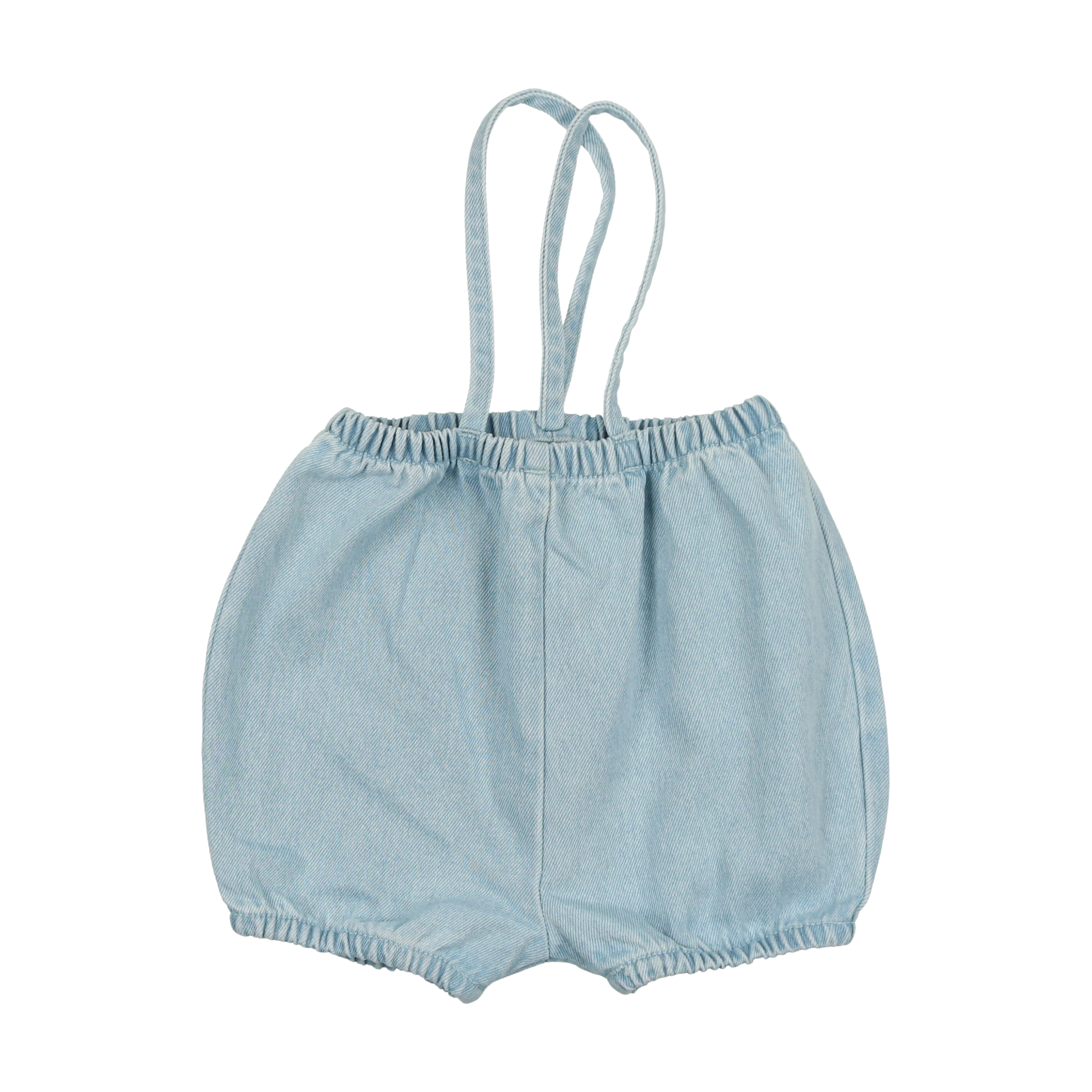 Bubble Suspender Shorts - Light Wash
