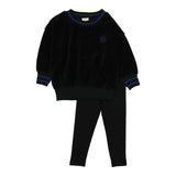 Boys Velour Sweatshirt Set-Black