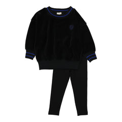 Boys Velour Sweatshirt Set-Black
