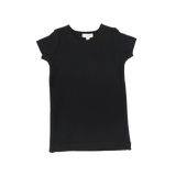 Basic Ribbed Short Sleeve Tee - Black