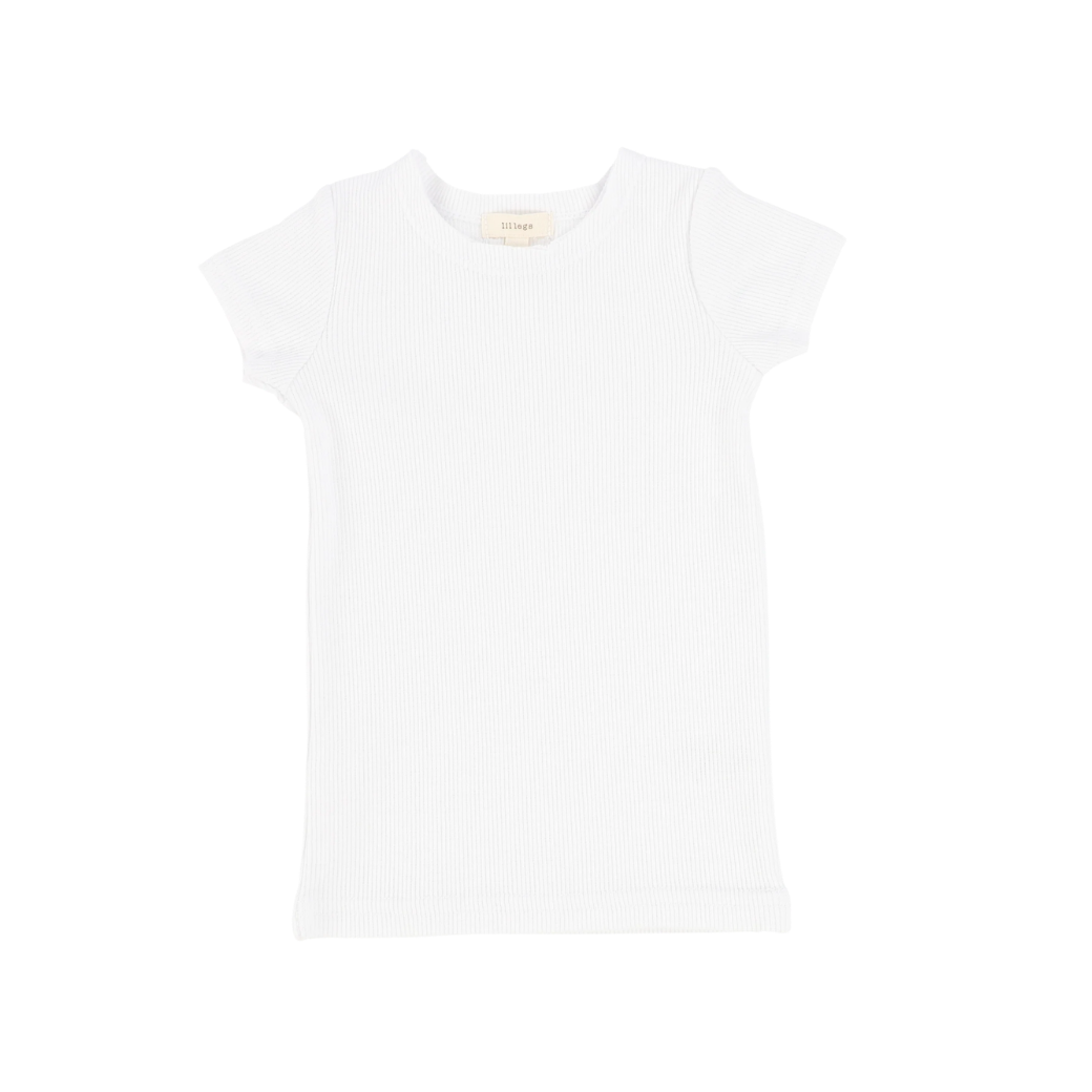 Basic Ribbed Short Sleeve Tee - White