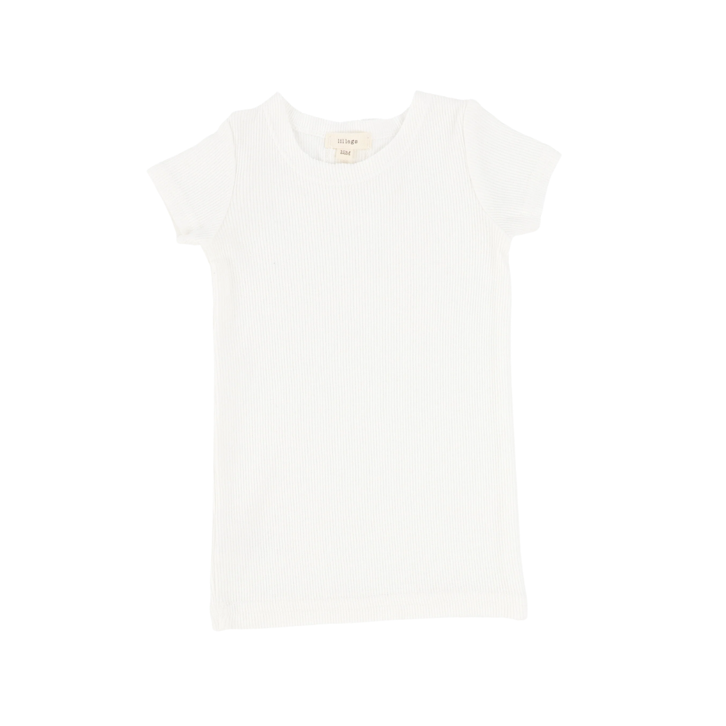 Basic Ribbed Short Sleeve Tee - Winter White
