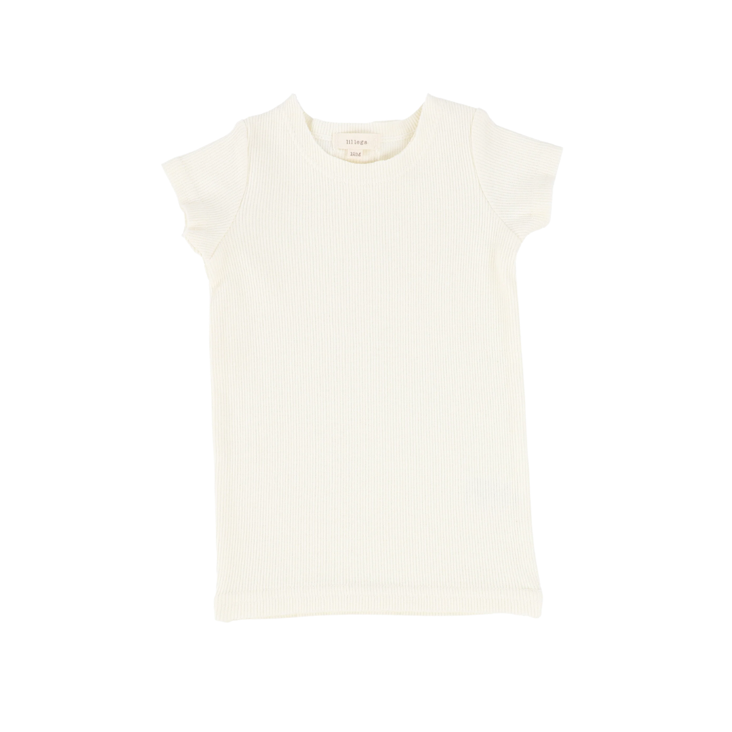 Basic Ribbed Short Sleeve Tee - Ivory
