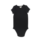 Basic Ribbed Short Sleeve Onesie - Black