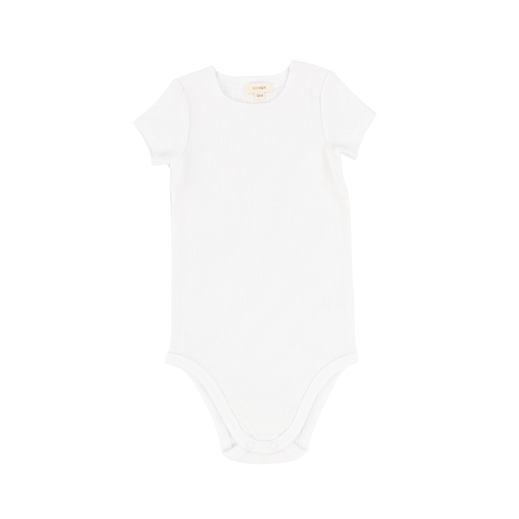 Basic Ribbed Short Sleeve Onesie - White